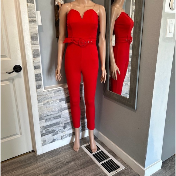 Haute Monde Pants - Jumpsuit Red Strapless